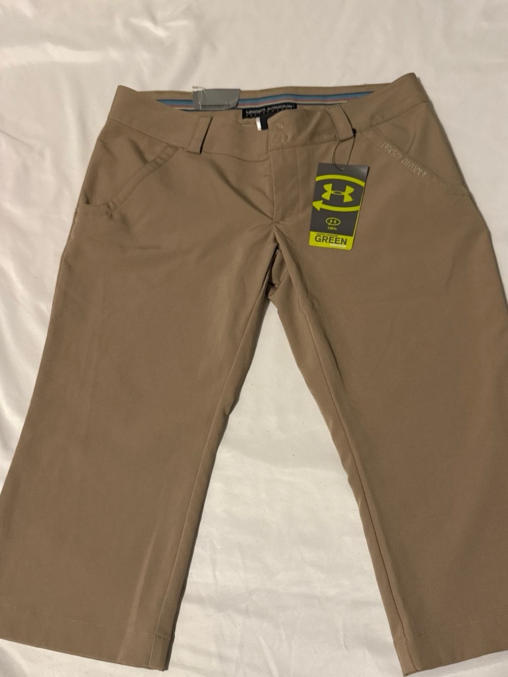 Under Armour Khaki Crop Pants with Green Tag